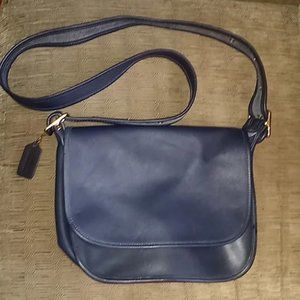 Coach Vintage Navy Blue Leather Crossbody